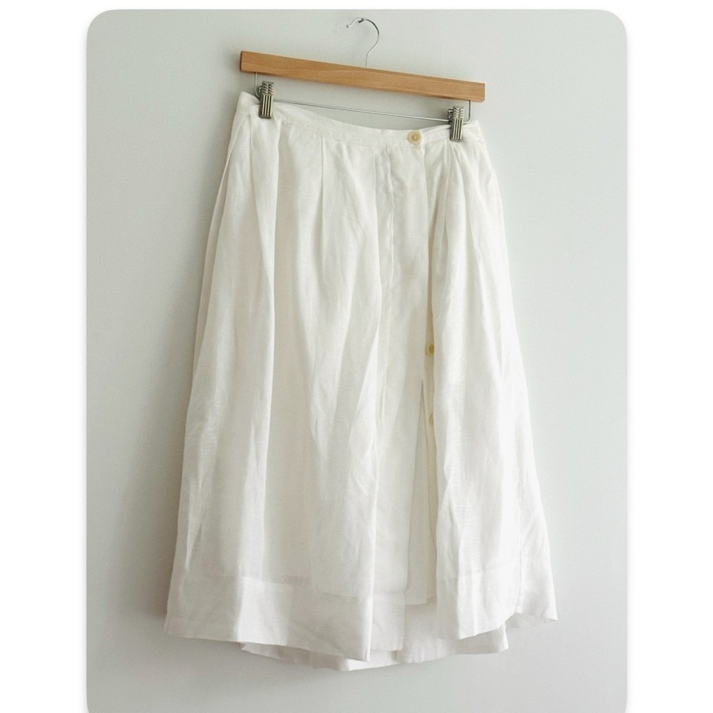 Alex Mill Linen Wrap Midi Skirt Button Front Pleated White Size S